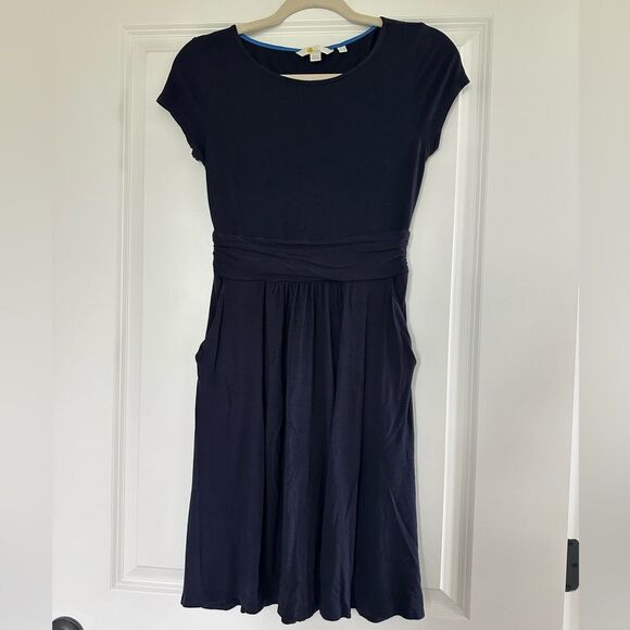 Boden Amelie Jersey Dress Navy 2P Stretch Pockets Casual Work Dress - Picture 2 of 7